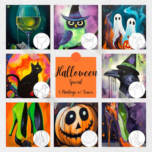 PLR Halloween Paintings & Tracers Collection: Resell & Earn!