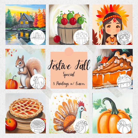 Festive Fall PLR Paint Party Printable Bundle