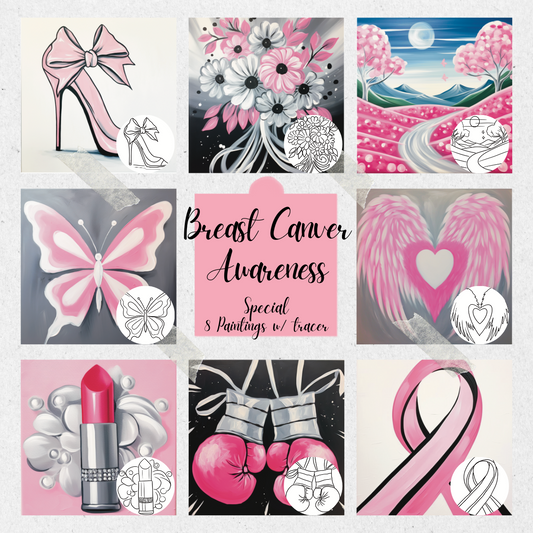 Breast Cancer Awareness PLR Paint Party Printables Bundle