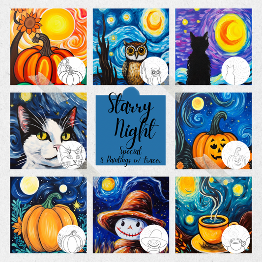 Starry Night PLR Paint Party Printable Bundle