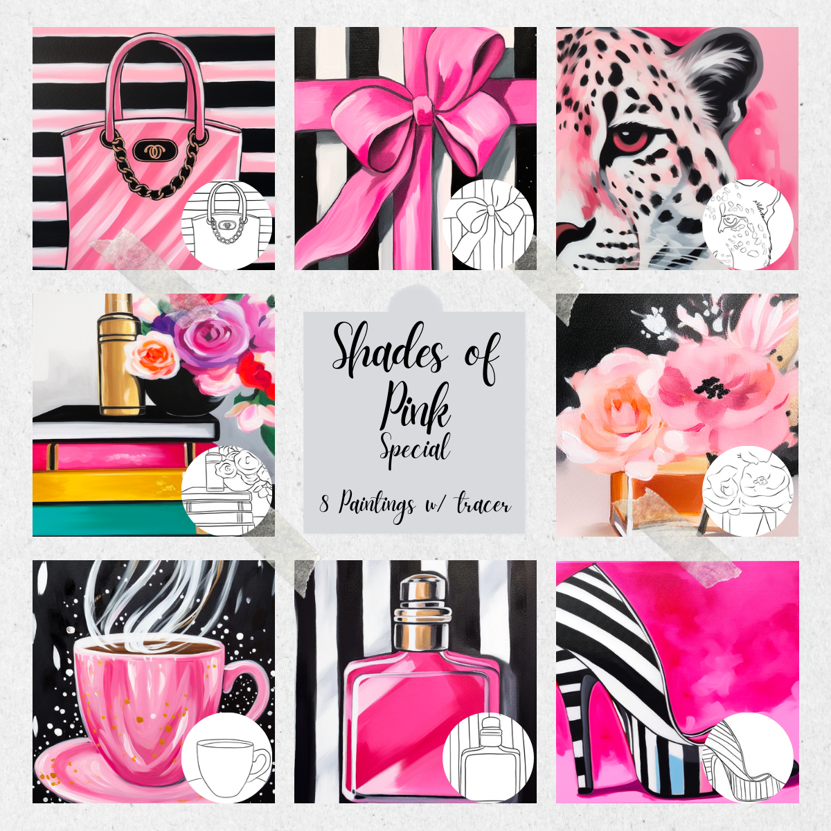 Shades of Pink PLR Paint Party Printable Bundle