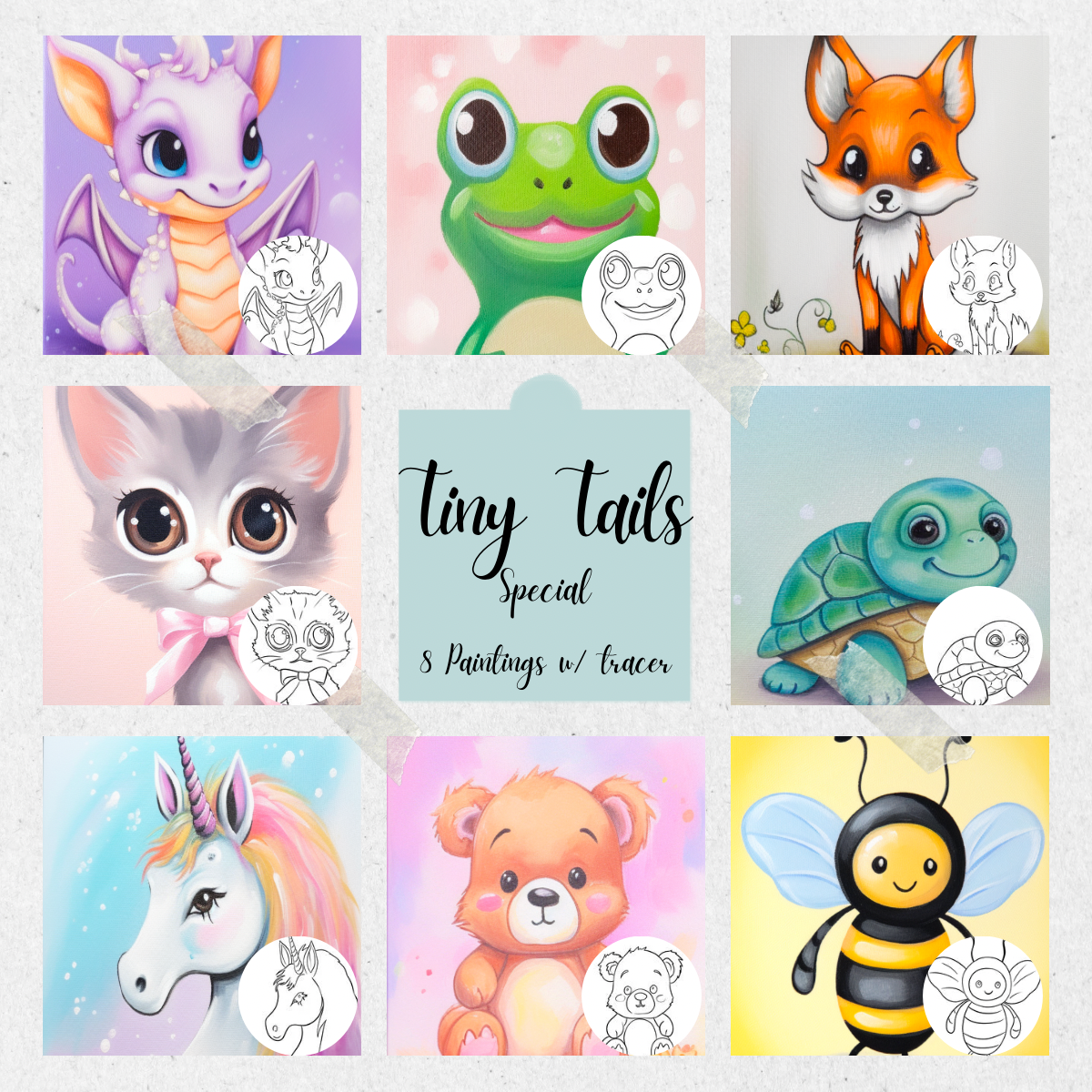 Kids Tiny Tails PLR Paint Party Printable Bundle