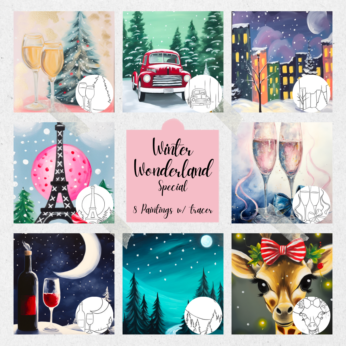 Winter Wonderland PLR Paint Party Printable Bundle